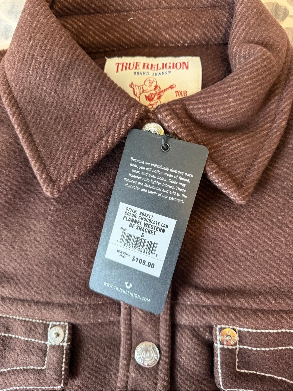 True Religion Women’s Brown Corduroy BF Shacket - NWT Small